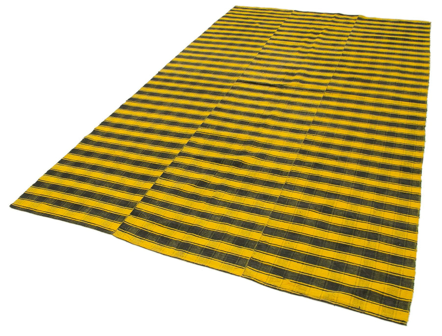 Striped Kilim Sarı Çizgili Pamuk Yün El Dokuma Halısı 181x303 Agacan