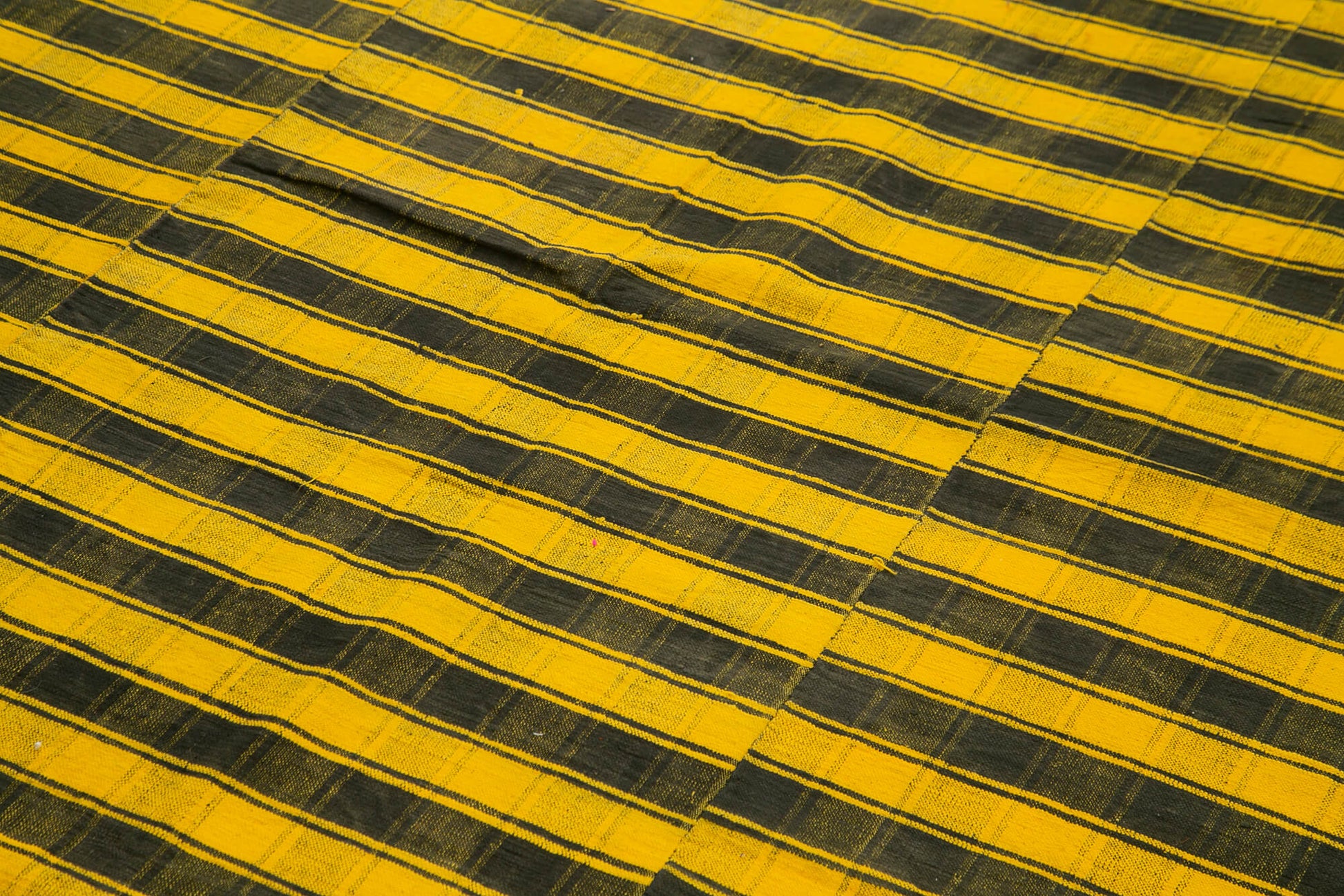 Striped Kilim Sarı Çizgili Pamuk Yün El Dokuma Halısı 181x303 Agacan