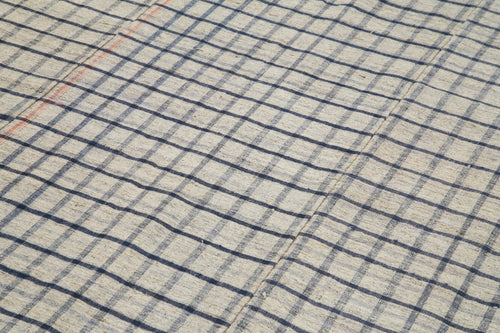 Striped Kilim Bej Çizgili Pamuk Yün El Dokuma Halısı 195x330 Agacan