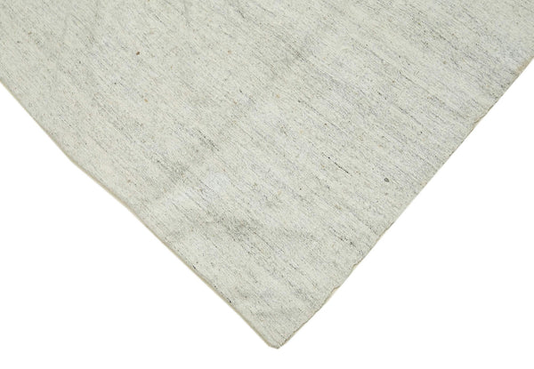 Striped Kilim Beyaz Çizgili Pamuk Yün El Dokuma Halısı 196x330 Agacan