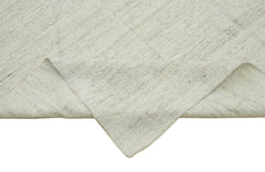 Striped Kilim Beyaz Çizgili Pamuk Yün El Dokuma Halısı 196x330 Agacan