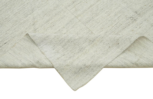 Striped Kilim Beyaz Çizgili Pamuk Yün El Dokuma Halısı 196x330 Agacan