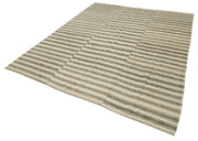 Striped Kilim Bej Çizgili Pamuk Yün El Dokuma Halısı 200x255 Agacan