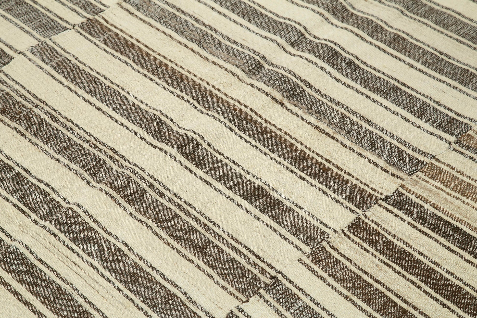 Striped Kilim Bej Çizgili Pamuk Yün El Dokuma Halısı 200x255 Agacan