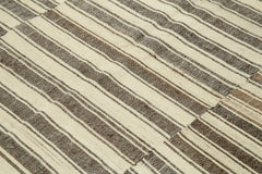 Striped Kilim Bej Çizgili Pamuk Yün El Dokuma Halısı 200x255 Agacan