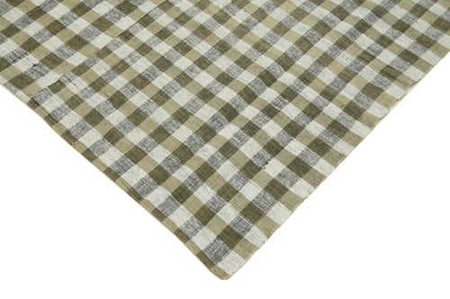 Striped Kilim Bej Çizgili Pamuk Yün El Dokuma Halısı 186x260 Agacan