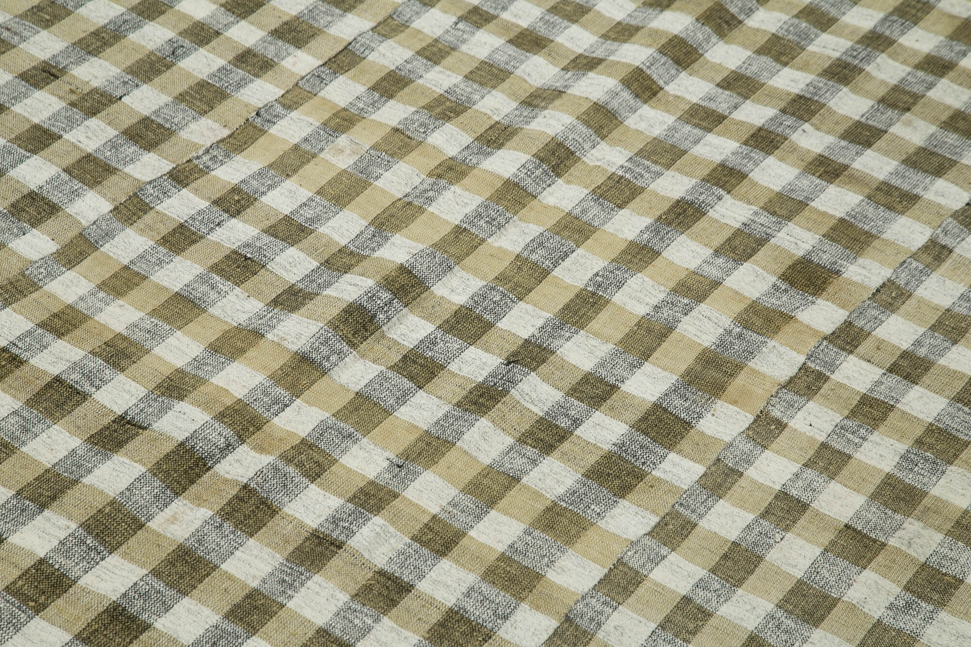 Striped Kilim Bej Çizgili Pamuk Yün El Dokuma Halısı 186x260 Agacan