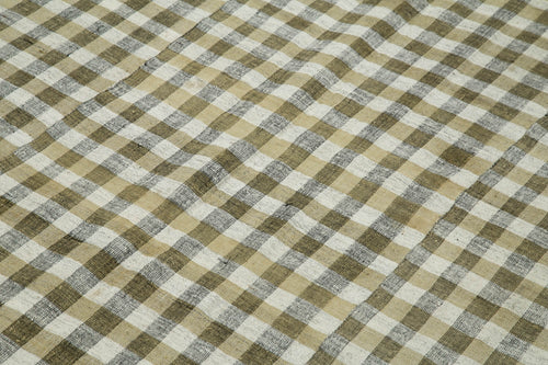 Striped Kilim Bej Çizgili Pamuk Yün El Dokuma Halısı 186x260 Agacan