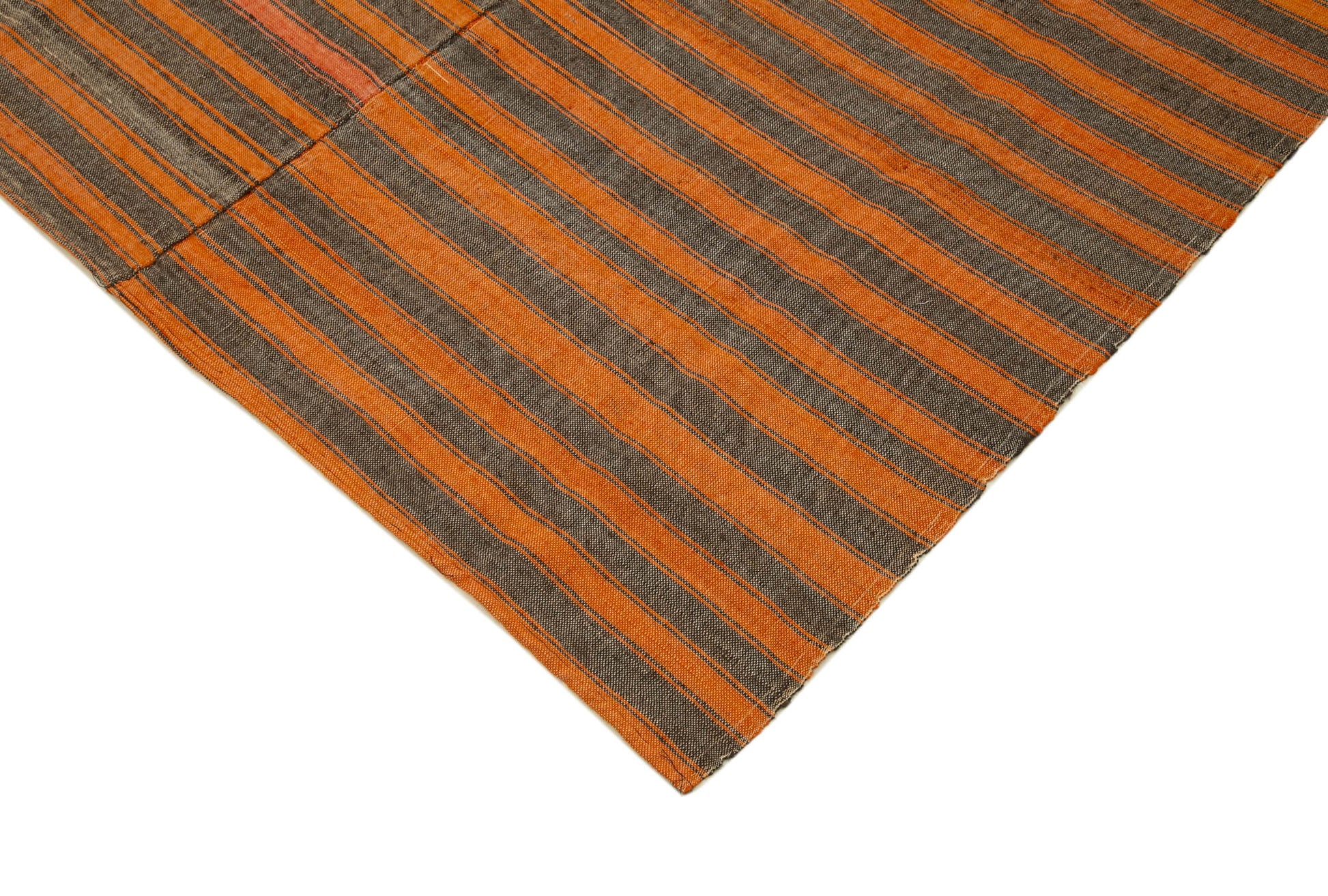 Striped Kilim Turuncu Çizgili Pamuk Yün El Dokuma Halısı 193x275 Agacan