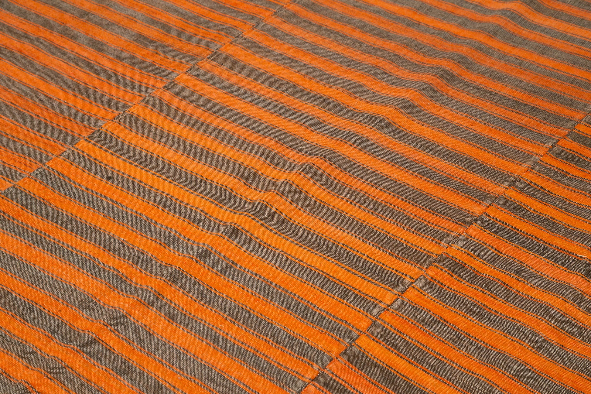 Striped Kilim Turuncu Çizgili Pamuk Yün El Dokuma Halısı 193x275 Agacan