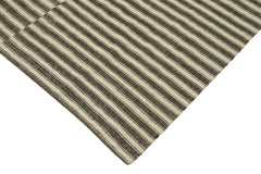 Striped Kilim Kahverengi Çizgili Pamuk Yün El Dokuma Halısı 204x310 Agacan