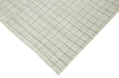 Striped Kilim Beyaz Çizgili Pamuk Yün El Dokuma Halısı 197x258 Agacan