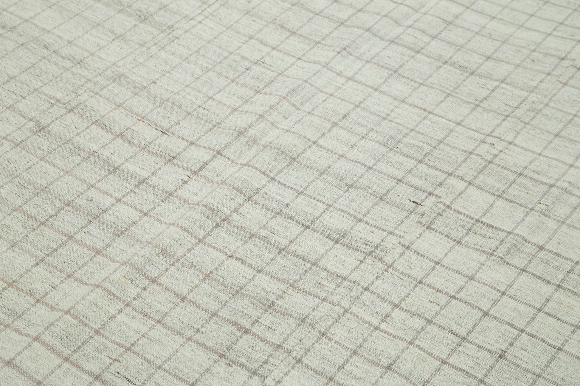 Striped Kilim Beyaz Çizgili Pamuk Yün El Dokuma Halısı 197x258 Agacan