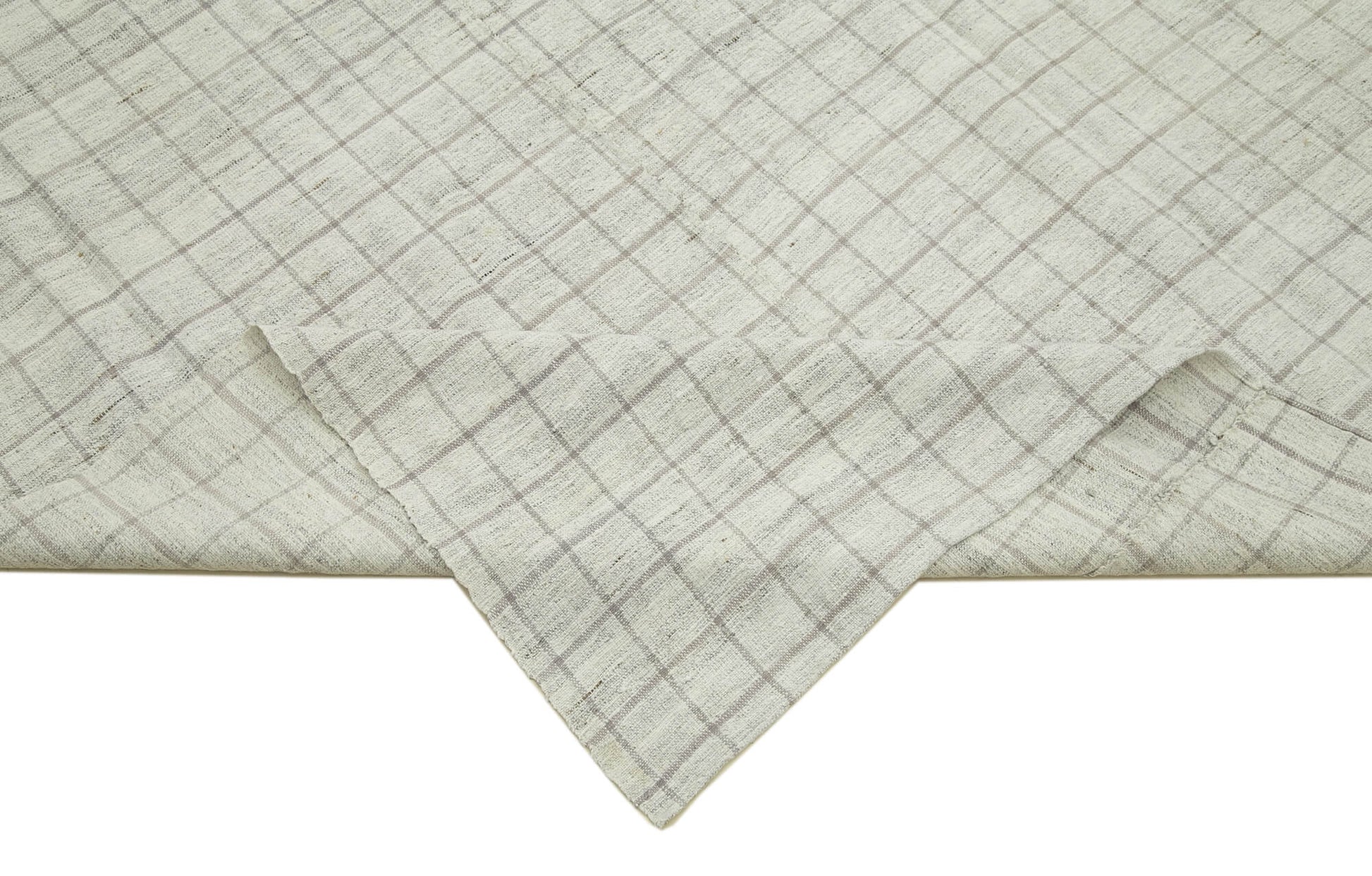 Striped Kilim Beyaz Çizgili Pamuk Yün El Dokuma Halısı 197x258 Agacan