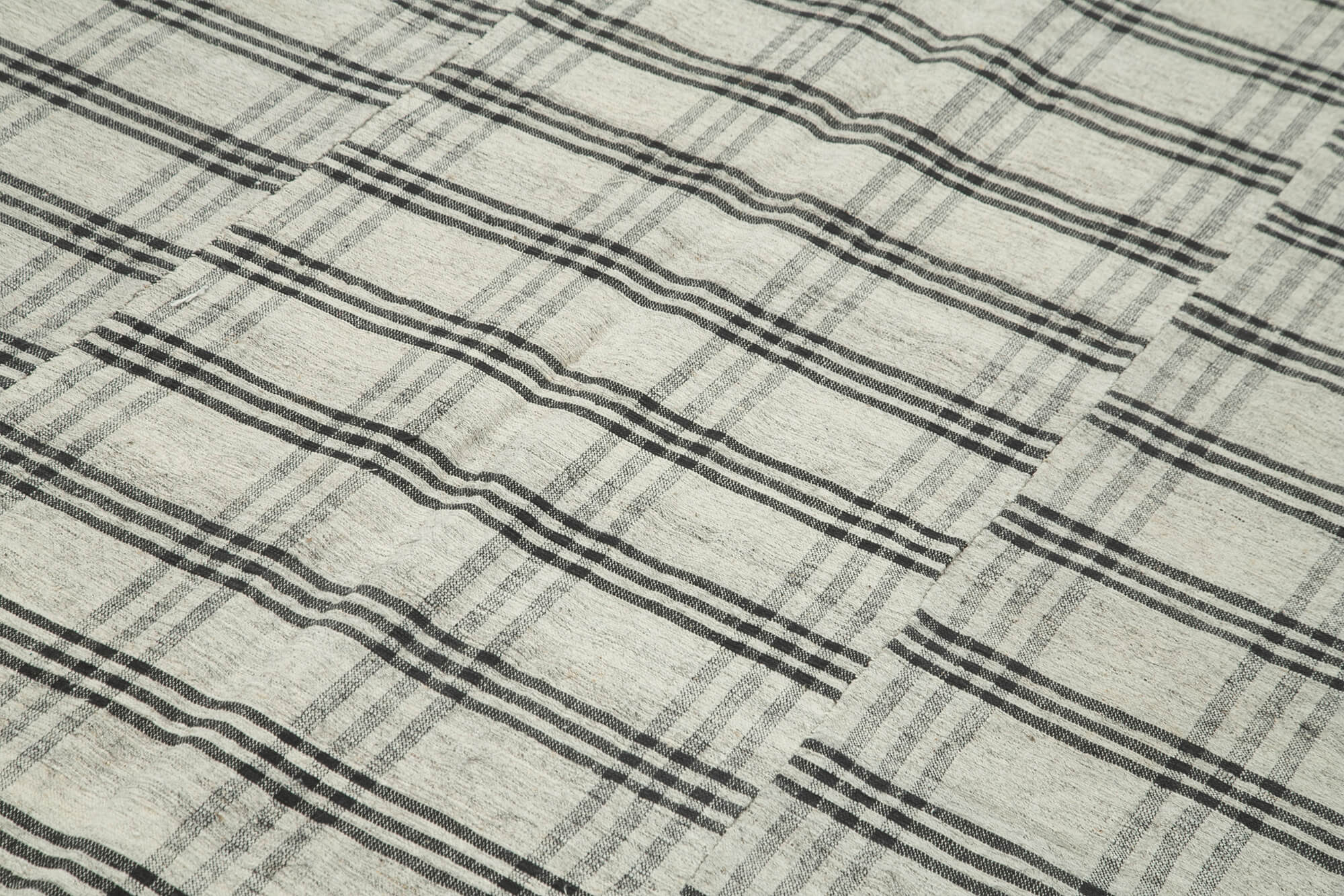 Striped Kilim Bej Çizgili Pamuk Yün El Dokuma Halısı 182x305 Agacan