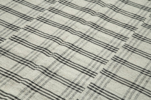 Striped Kilim Bej Çizgili Pamuk Yün El Dokuma Halısı 182x305 Agacan