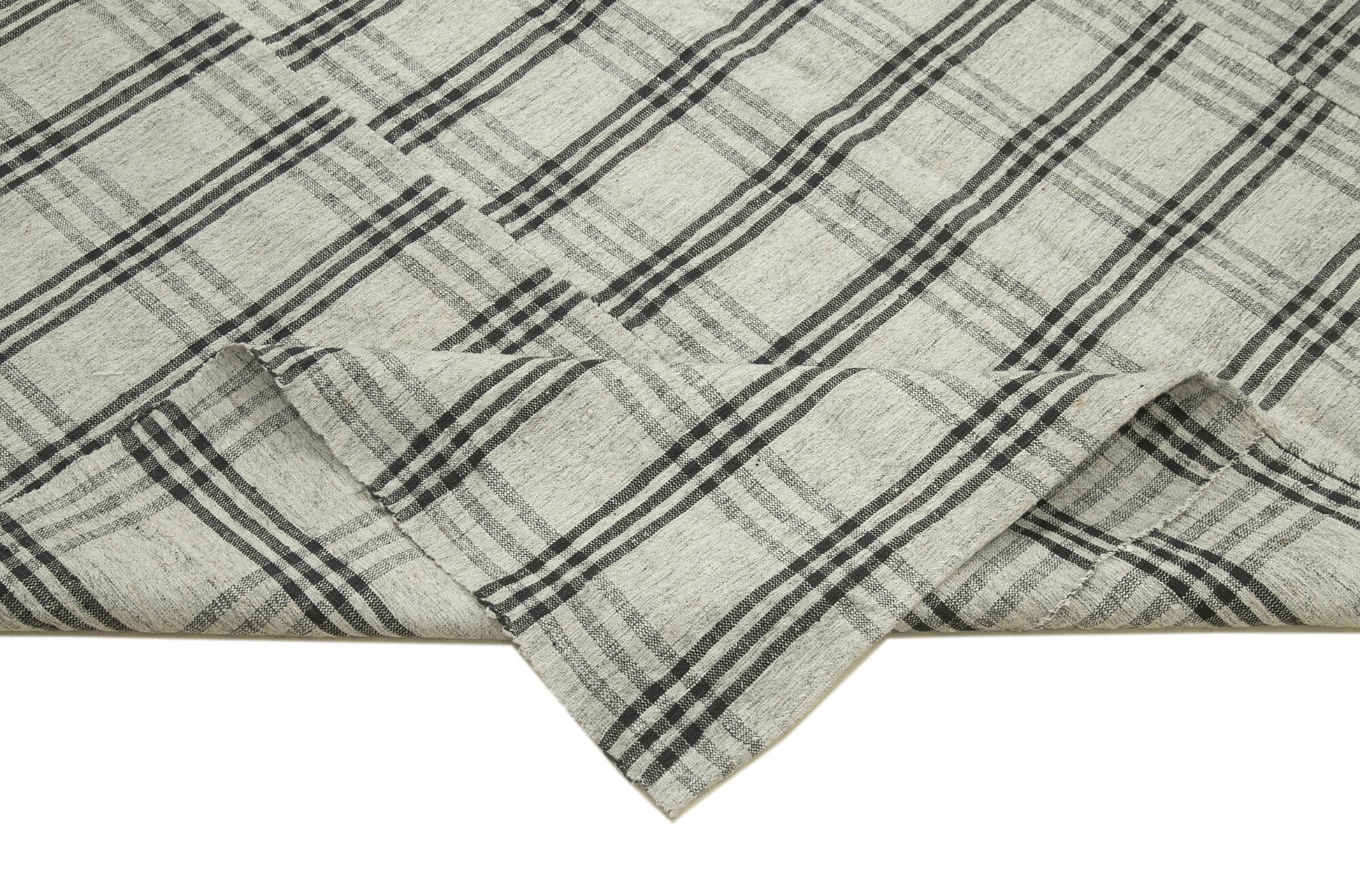 Striped Kilim Bej Çizgili Pamuk Yün El Dokuma Halısı 182x305 Agacan