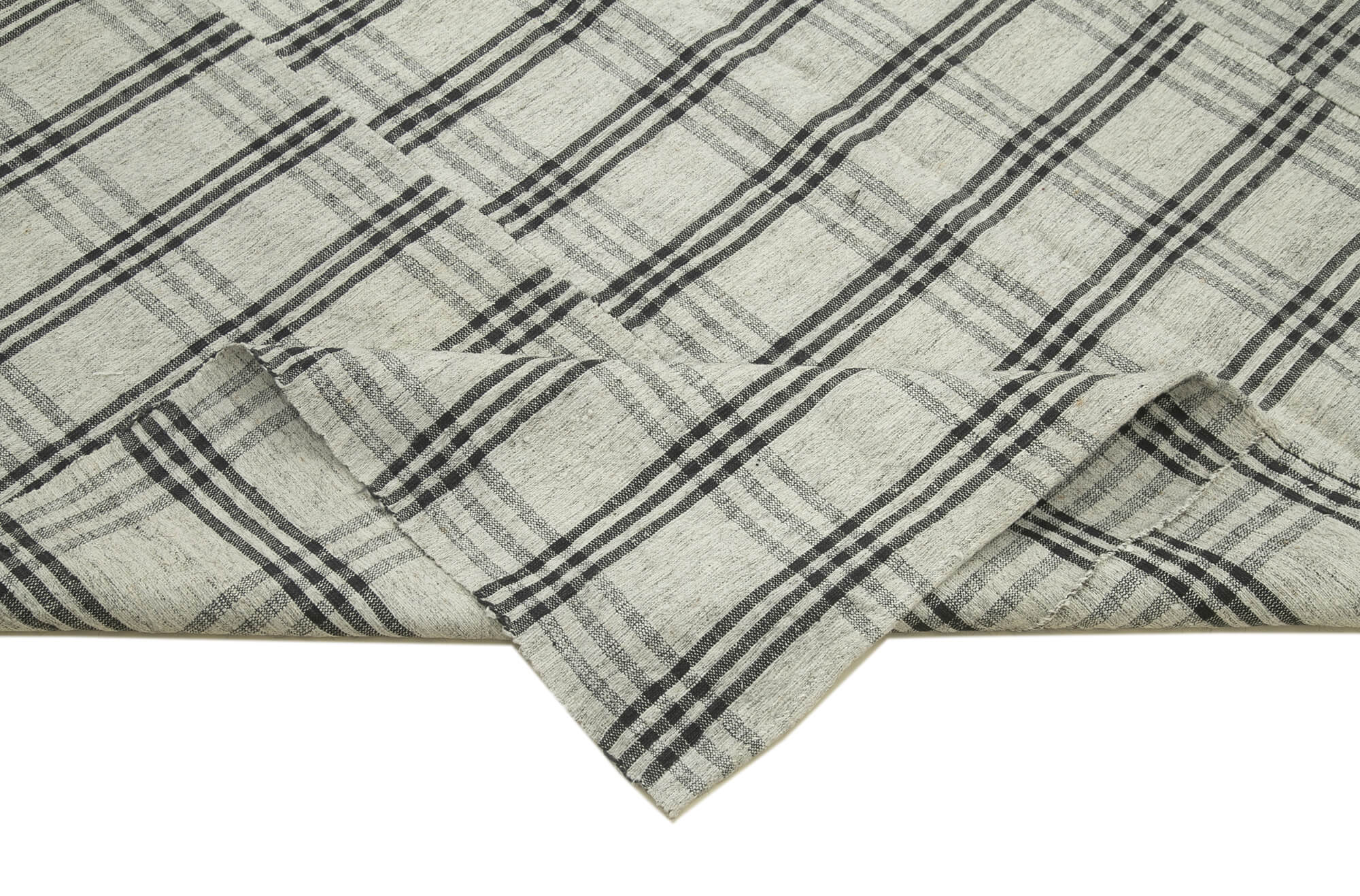 Striped Kilim Bej Çizgili Pamuk Yün El Dokuma Halısı 182x305 Agacan