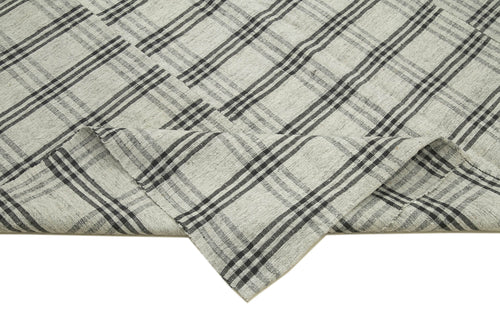 Striped Kilim Bej Çizgili Pamuk Yün El Dokuma Halısı 182x305 Agacan