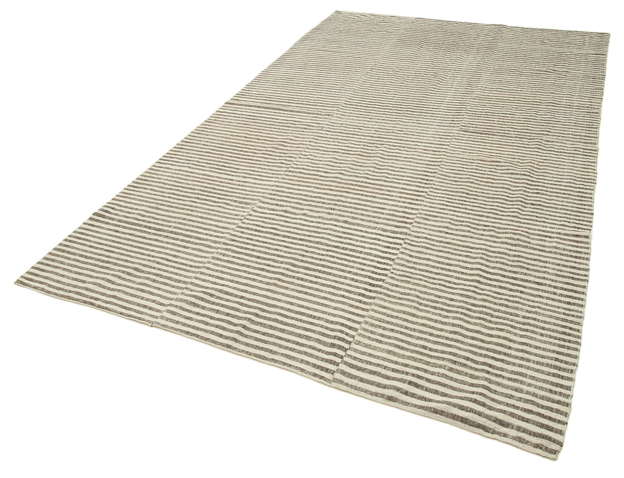 Striped Kilim Bej Çizgili Pamuk Yün El Dokuma Halısı 188x308 Agacan