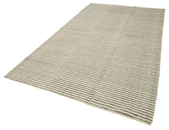 Striped Kilim Bej Çizgili Pamuk Yün El Dokuma Halısı 188x308 Agacan