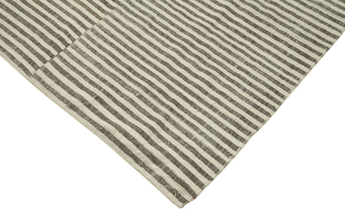 Striped Kilim Bej Çizgili Pamuk Yün El Dokuma Halısı 188x308 Agacan