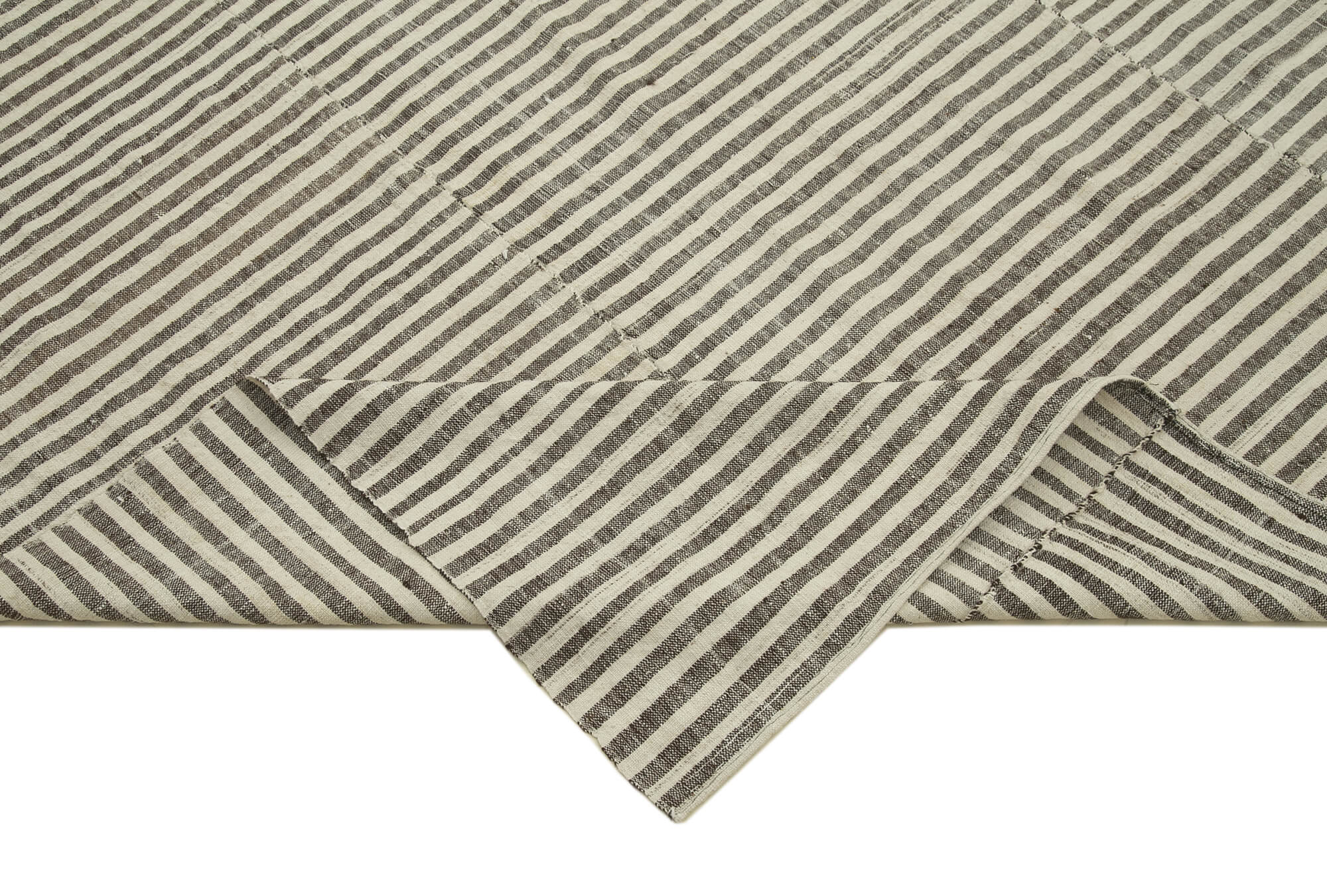 Striped Kilim Bej Çizgili Pamuk Yün El Dokuma Halısı 188x308 Agacan