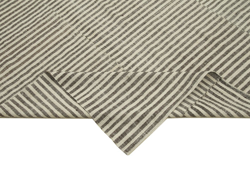 Striped Kilim Bej Çizgili Pamuk Yün El Dokuma Halısı 188x308 Agacan