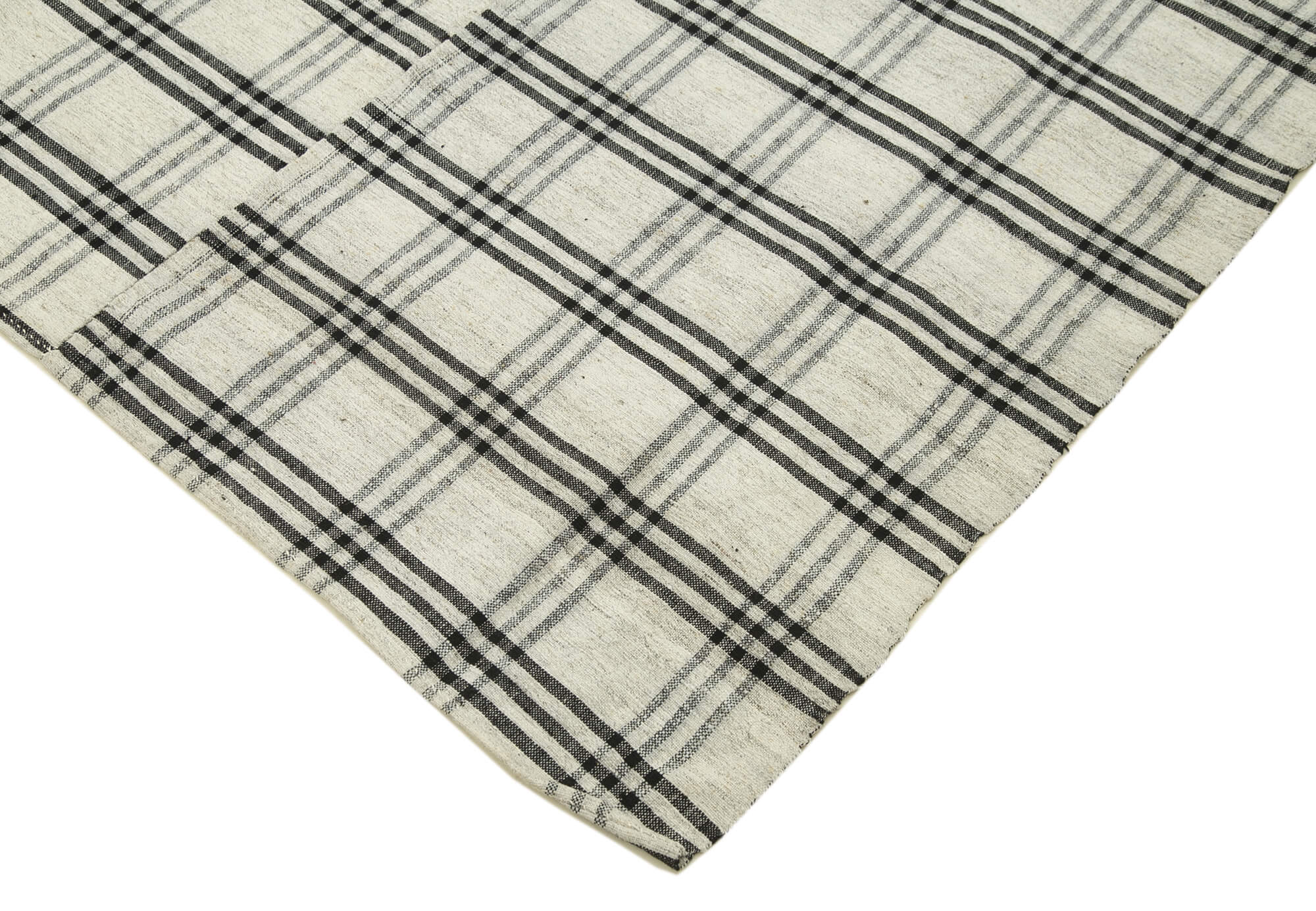 Striped Kilim Bej Çizgili Pamuk Yün El Dokuma Halısı 190x264 Agacan