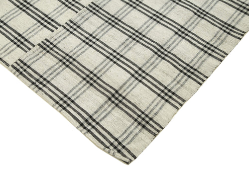 Striped Kilim Bej Çizgili Pamuk Yün El Dokuma Halısı 190x264 Agacan