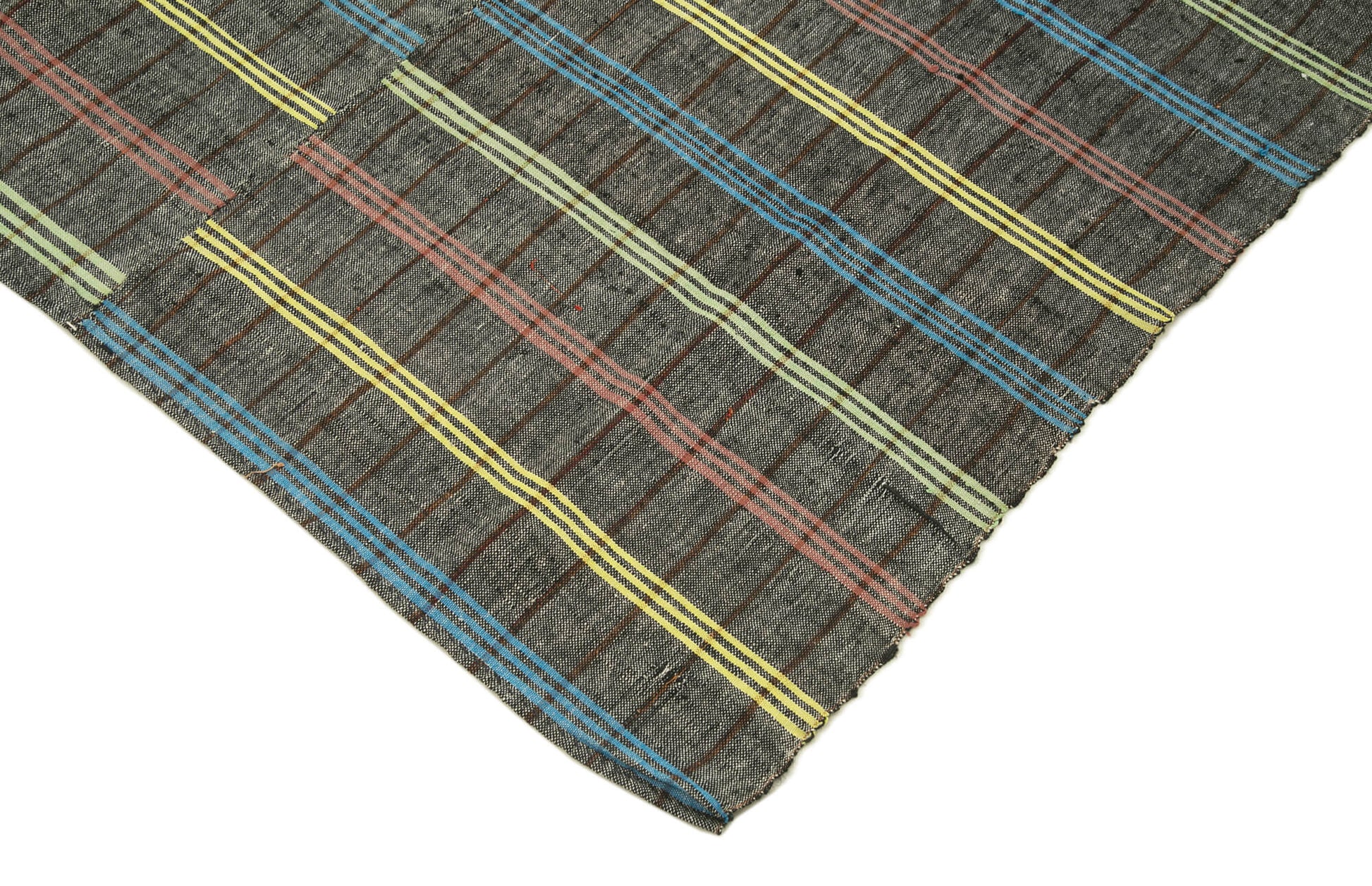 Striped Kilim Beyaz Çizgili Pamuk Yün El Dokuma Halısı 186x235 Agacan