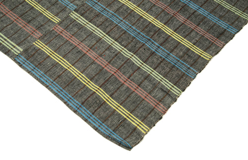Striped Kilim Beyaz Çizgili Pamuk Yün El Dokuma Halısı 186x235 Agacan