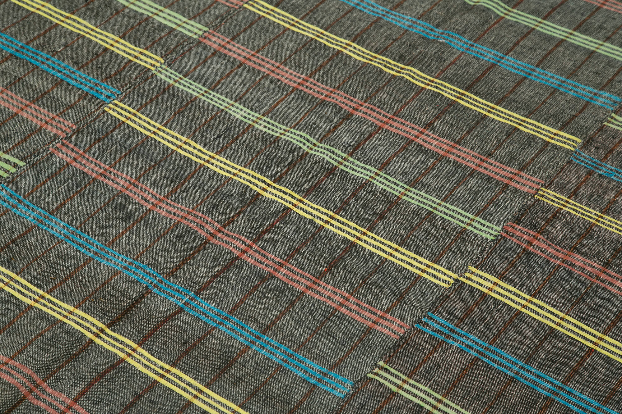 Striped Kilim Beyaz Çizgili Pamuk Yün El Dokuma Halısı 186x235 Agacan