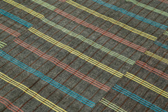 Striped Kilim Beyaz Çizgili Pamuk Yün El Dokuma Halısı 186x235 Agacan