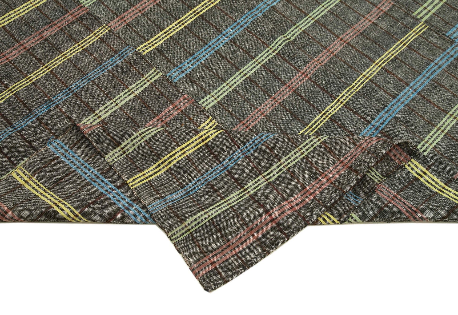 Striped Kilim Beyaz Çizgili Pamuk Yün El Dokuma Halısı 186x235 Agacan