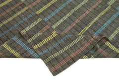 Striped Kilim Beyaz Çizgili Pamuk Yün El Dokuma Halısı 186x235 Agacan