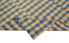 Striped Kilim Mavi Çizgili Pamuk Yün El Dokuma Halısı 170x270 Agacan