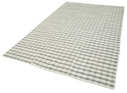 Striped Kilim Beyaz Çizgili Pamuk Yün El Dokuma Halısı 185x300 Agacan