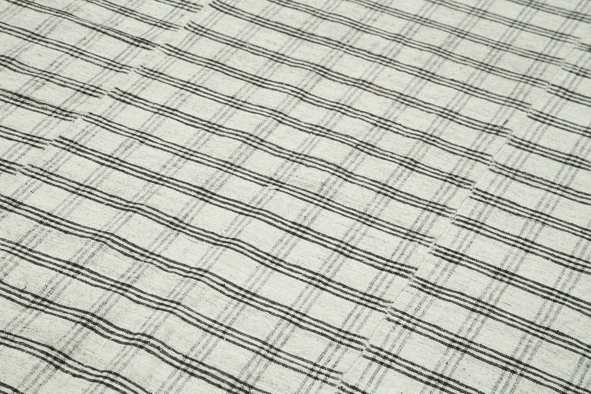 Striped Kilim Beyaz Çizgili Pamuk Yün El Dokuma Halısı 185x300 Agacan