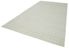 Striped Kilim Beyaz Çizgili Pamuk Yün El Dokuma Halısı 233x414 Agacan