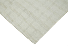 Striped Kilim Beyaz Çizgili Pamuk Yün El Dokuma Halısı 233x414 Agacan