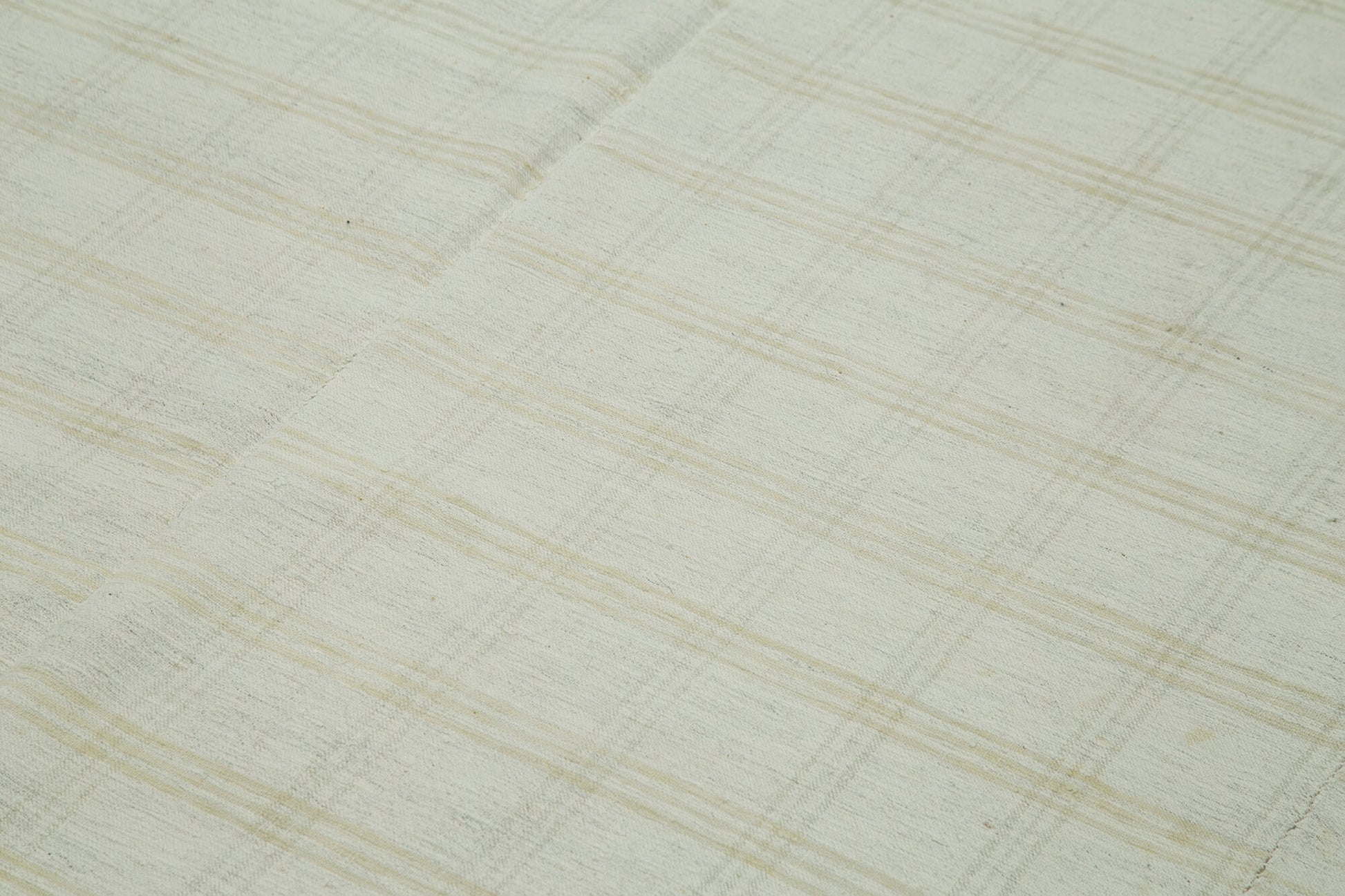 Striped Kilim Beyaz Çizgili Pamuk Yün El Dokuma Halısı 233x414 Agacan