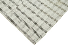 Striped Kilim Beyaz Çizgili Pamuk Yün El Dokuma Halısı 184x295 Agacan