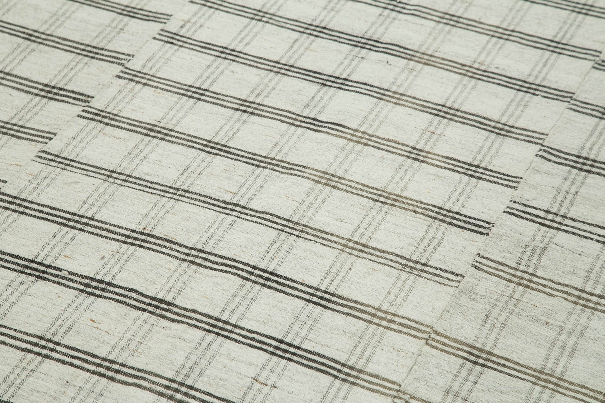 Striped Kilim Beyaz Çizgili Pamuk Yün El Dokuma Halısı 184x295 Agacan