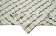 Striped Kilim Beyaz Çizgili Pamuk Yün El Dokuma Halısı 184x295 Agacan