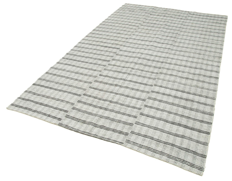Striped Kilim Bej Çizgili Pamuk Yün El Dokuma Halısı 165x278 Agacan
