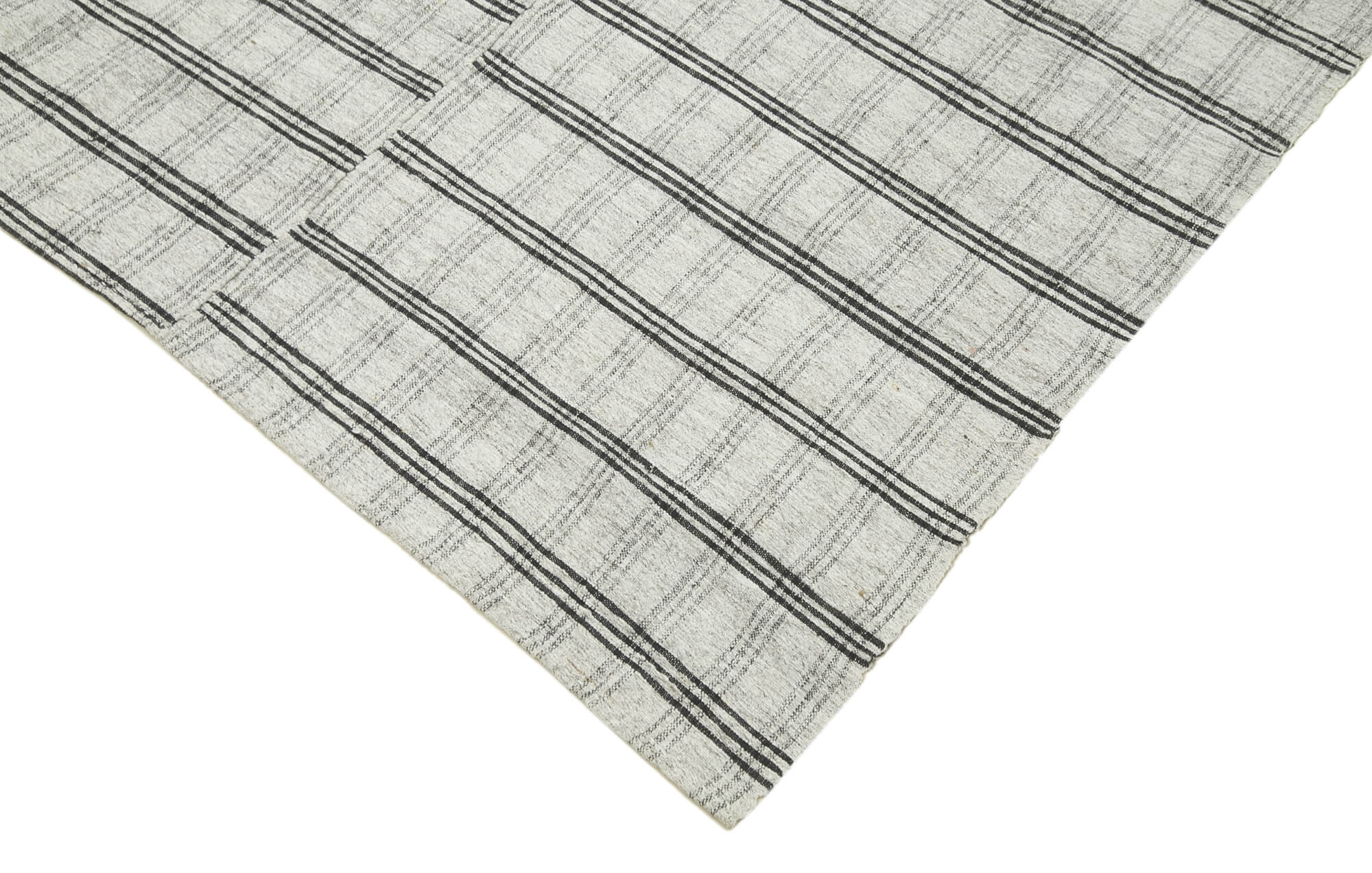 Striped Kilim Bej Çizgili Pamuk Yün El Dokuma Halısı 165x278 Agacan