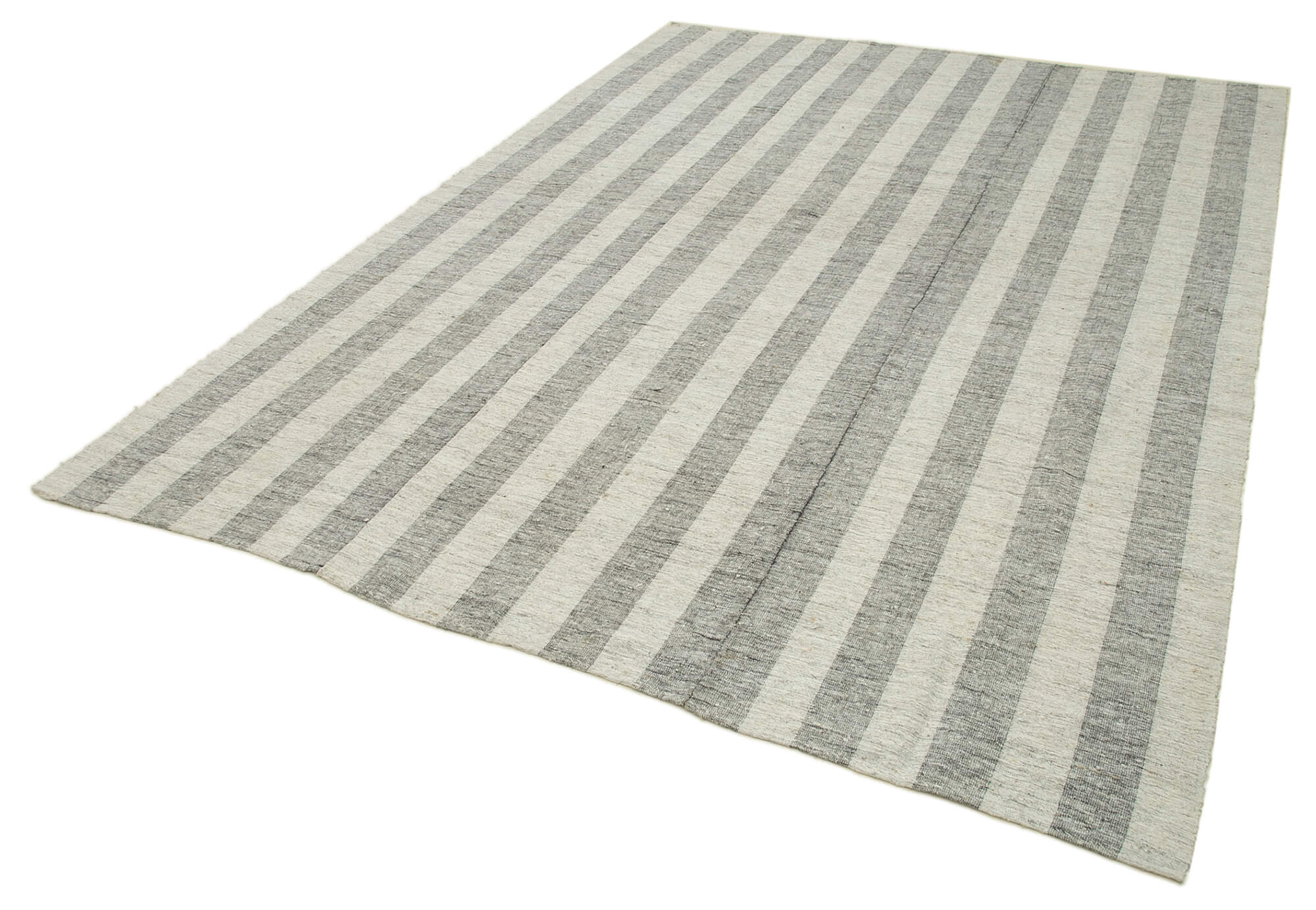 Striped Kilim Bej Çizgili Pamuk Yün El Dokuma Halısı 217x293 Agacan