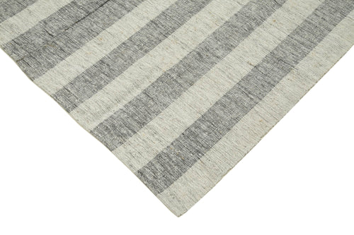 Striped Kilim Bej Çizgili Pamuk Yün El Dokuma Halısı 217x293 Agacan