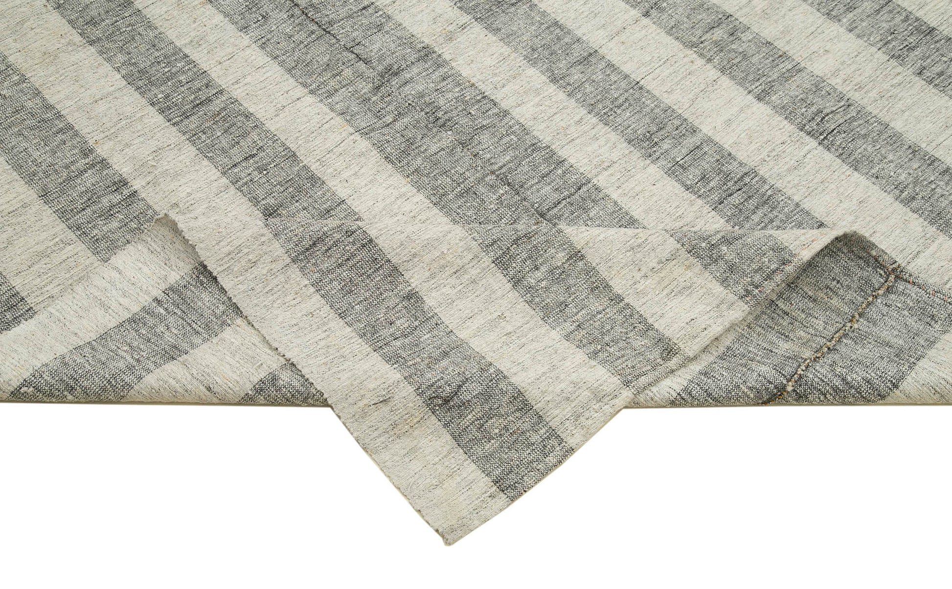 Striped Kilim Bej Çizgili Pamuk Yün El Dokuma Halısı 217x293 Agacan